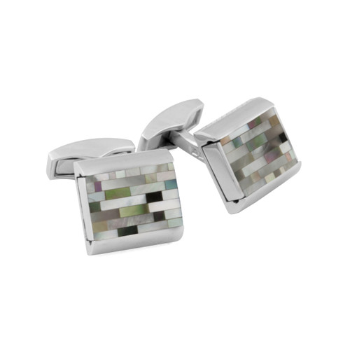 Tateossian, Geometric Mother of Pearl & Silver Cufflinks, Tomfoolery