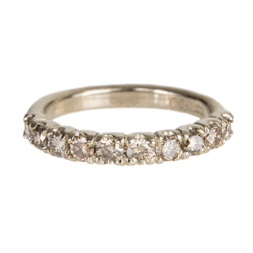 Mia Chicco: Champagne Diamond & 18ct White Gold Rustic Half Eternity Ring, Tomfoolery