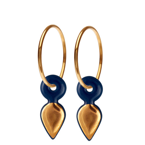 Gold and Blue Point Hoop Earrings