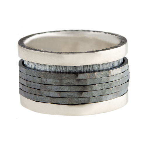 Silver and Oxidised Silver Spinning Ring