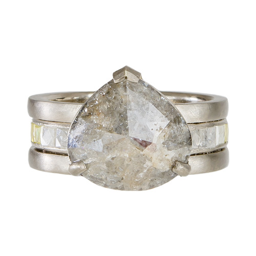 Muse by tomfoolery, 18ct White Gold Wide Pear Diamond Path Ring, tomfoolery 