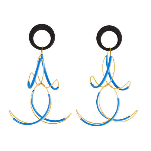 Black, Blue & Gold Twist Earrings
