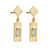Gold Plated Baguette Cut Gemstone Drop Earrings