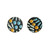 Zoe Grigoris: Painted Pattern Studs Peach, Blue & White, tomfoolery