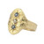 Sapphire & Milky Diamond Rustic Shield Ring, Momocreatura, tomfoolery
