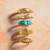Five Stone Engraved Turquoise Ring, Preloved, Tomfoolery 