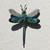 Oriental Greenwing Dragonfly Beaded Brooch