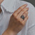 Abstract Ginkgo Leaf White Sapphire & Silver Ring
