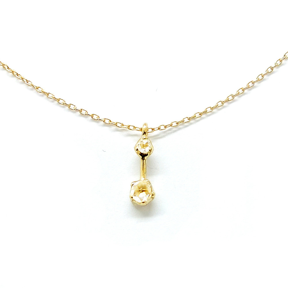 n+a New York, Two Rose Cut Diamonds & 14ct Yellow Gold Pendant, Tomfoolery