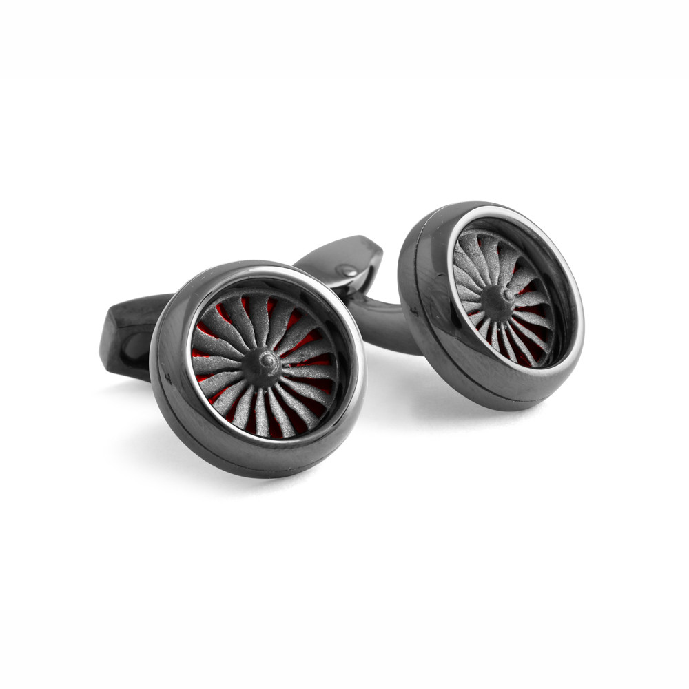 Tateossian, Fan Red & Gunmetal Cufflinks, Tomfoolery