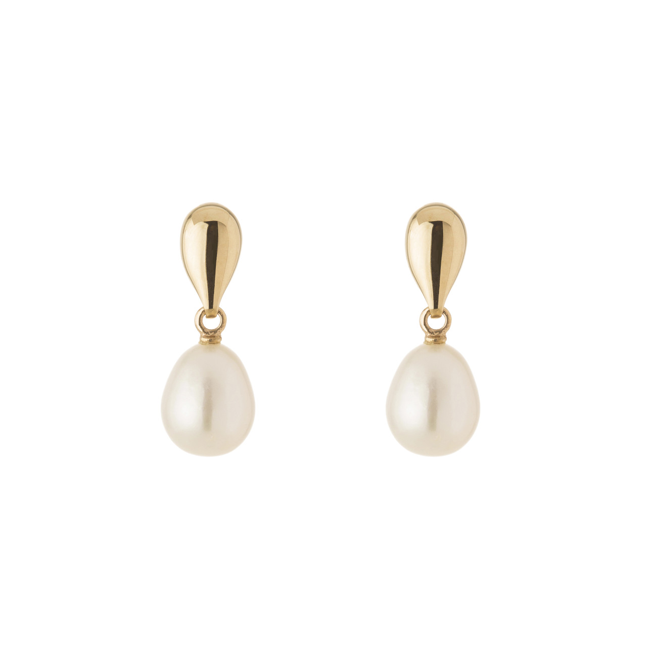 tf Pearls, 9ct Yellow Gold & Pearl Drop Earrings, Tomfoolery