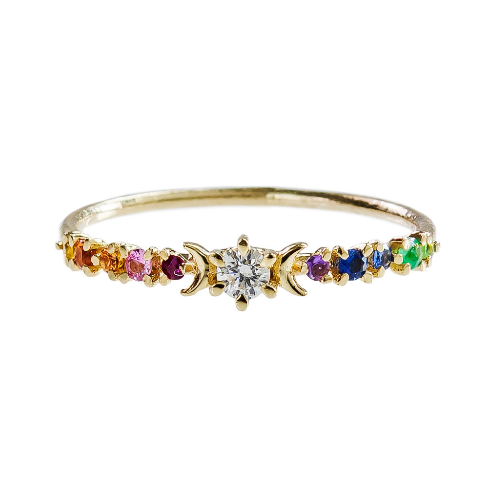 Sofia Zakia, Rainbow Gemstone & Diamond Stardust Ring, Tomfoolery