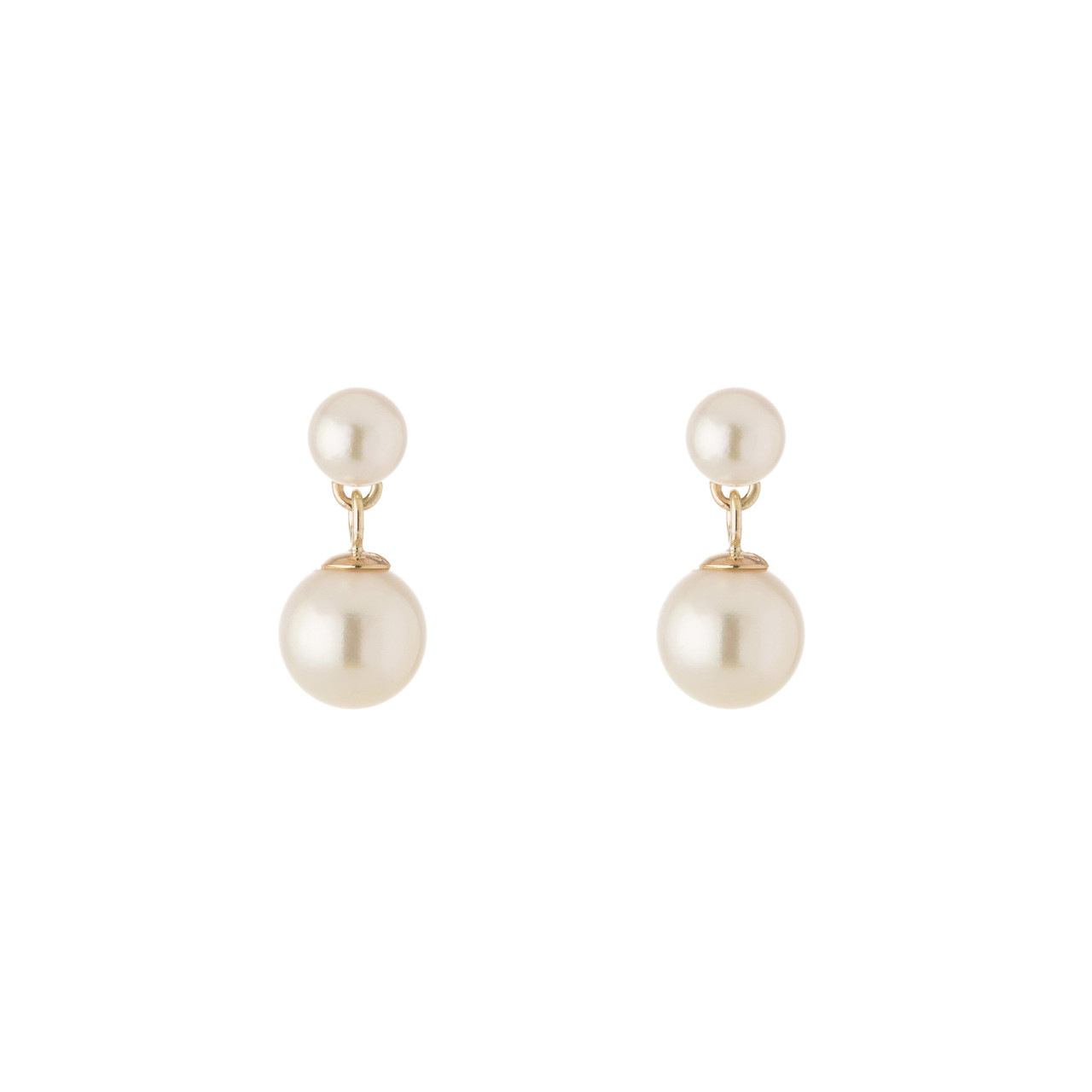 tf Pearls, 9ct Yellow Gold Pearl Drop Earrings, Tomfoolery