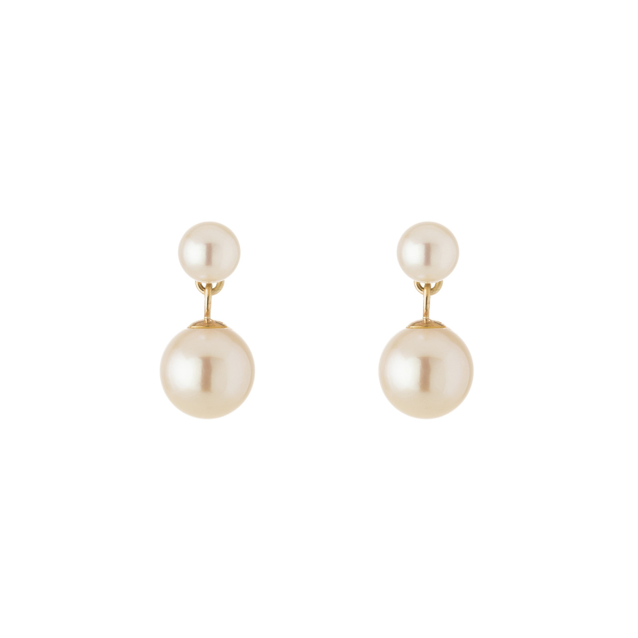 tf Pearls, 9ct Yellow Gold Pearl Drop Earrings, Tomfoolery