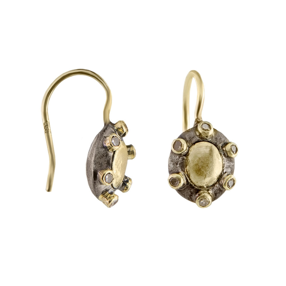 14ct Yellow Gold, Silver & Diamond Brooke Earrings, 5 Octobre, tomfoolery
