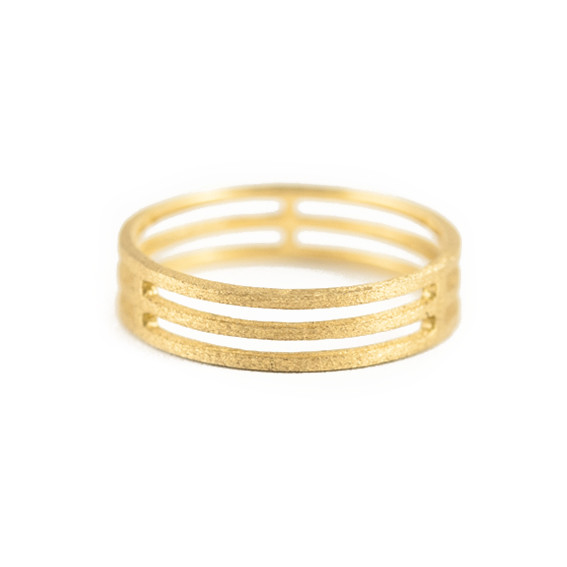 Shimell & Madden, 18ct Yellow Gold Triple Plain Arc Band, Tomfoolery