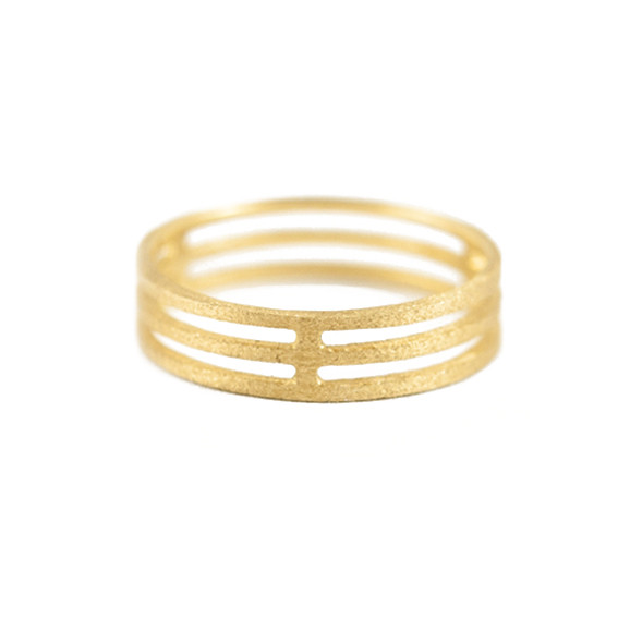 Shimell & Madden, 18ct Yellow Gold Triple Plain Arc Band, Tomfoolery