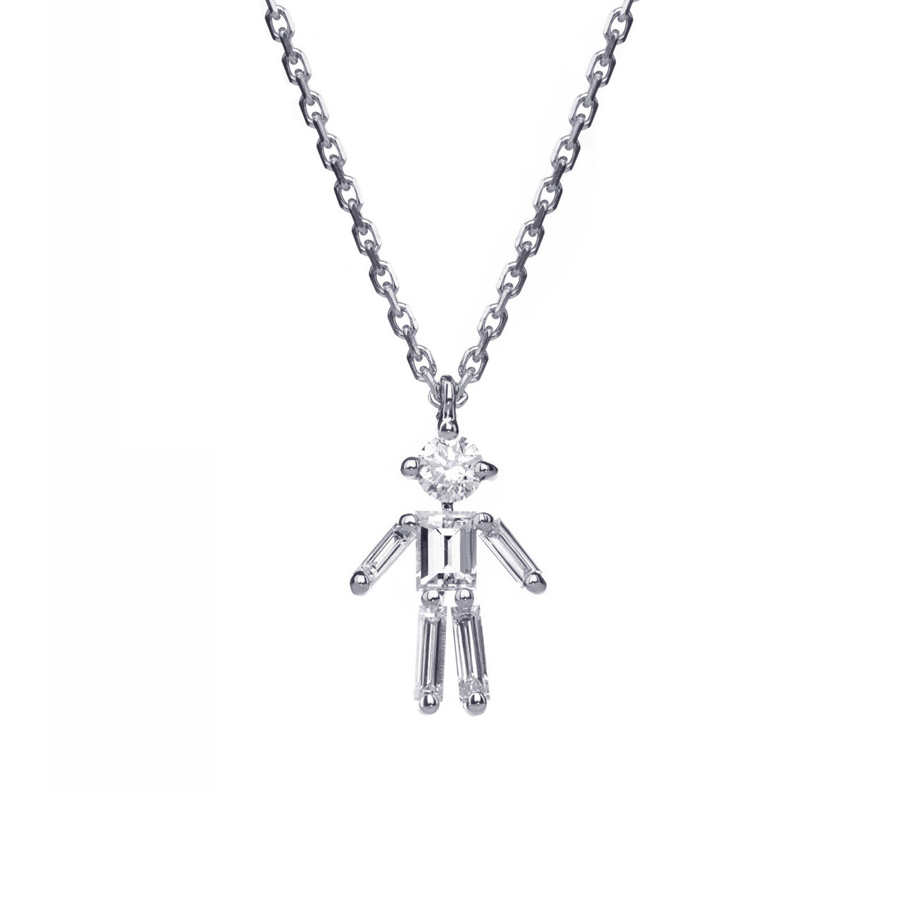 White Gold & Diamond Mini Boy Pendant, Little Ones Paris, tomfoolery