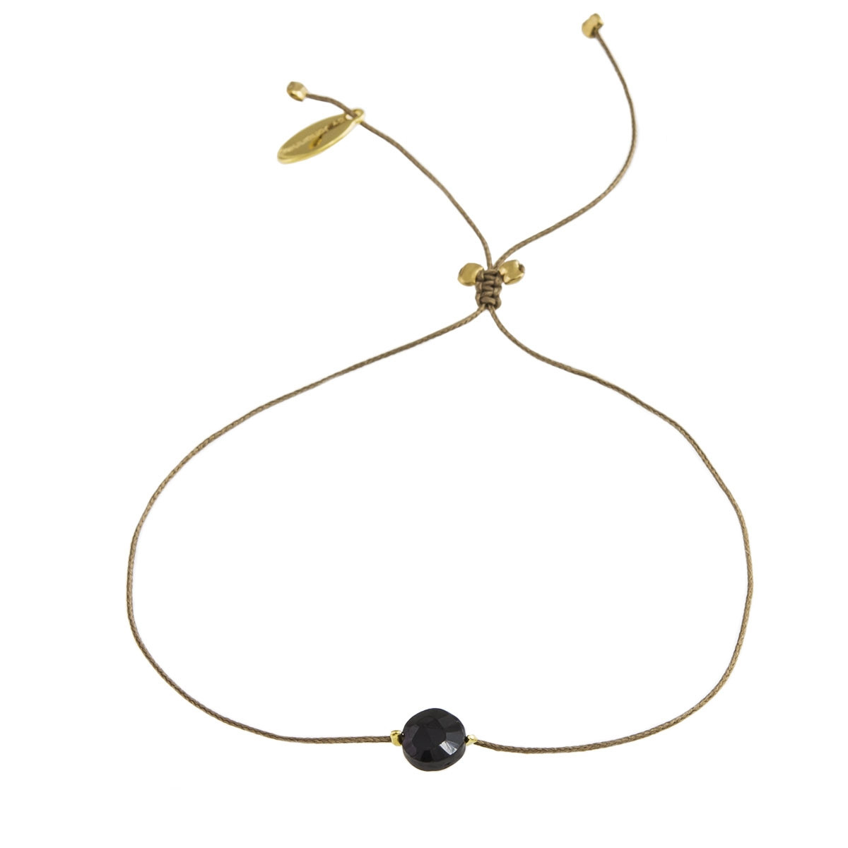 Black Spinel, Textile and Gold Plated Bracelet, By Johanne, Tomfoolery