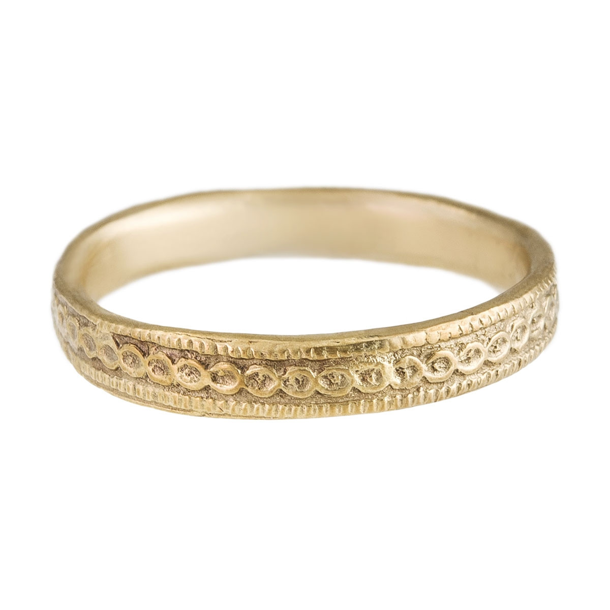 Monica Lara, 14ct Yellow Gold Chain Texture Wedding Ring, Tomfoolery