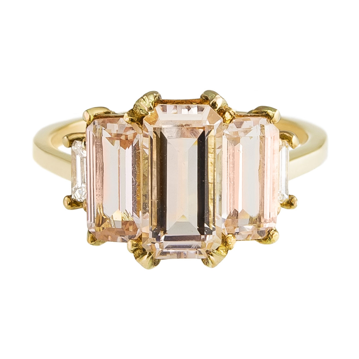 Meadowlark, Morganite & Diamond 9ct Yellow Gold Monroe Ring, Tomfoolery