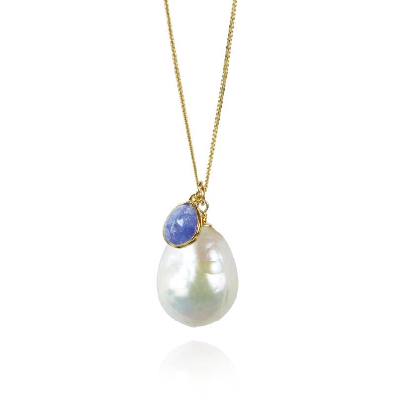 White Cultured Freshwater Pearl and Tanzanite Rhodium over Sterling Silver  Necklace - DOP067 | JTV.com