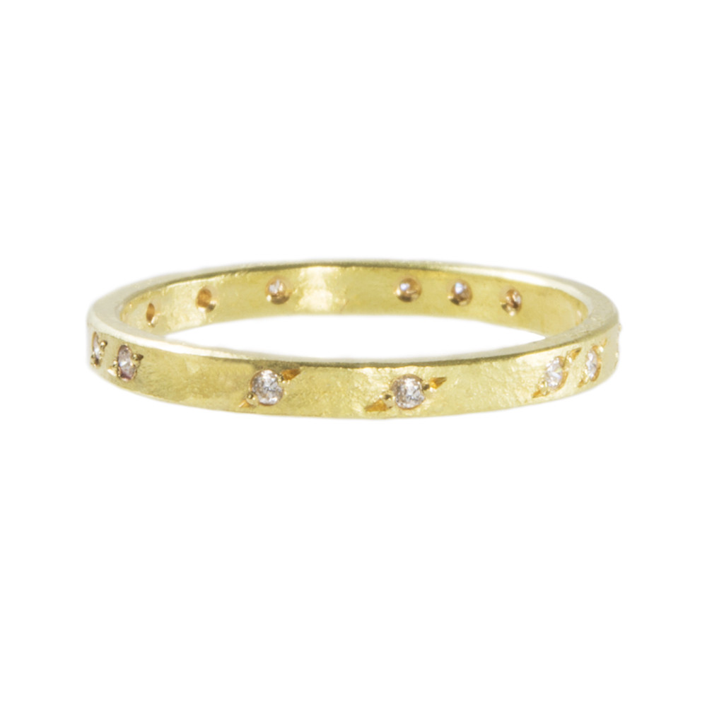 Tomfoolery; 18ct Yellow Gold With Grain Set Diamond Ring, Shimara Carlow