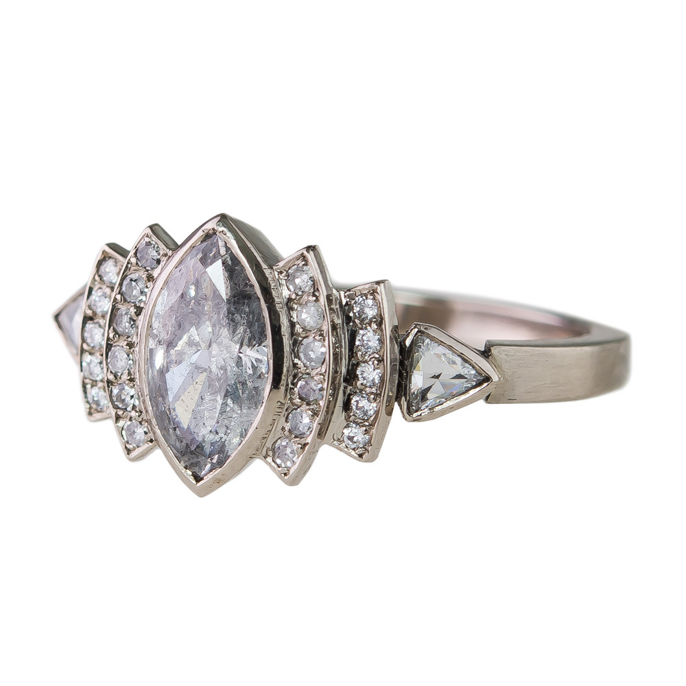 muse by tomfoolery, 18ct White Gold Marquise Graduated Fan Diamond Ring, tomfoolery