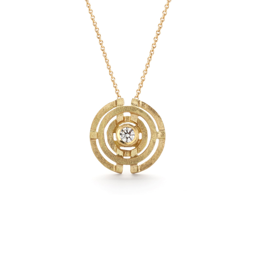 Shimell & Madden, Diamond & 18ct Yellow Gold Mini Four Circle Pendant, Tomfoolery