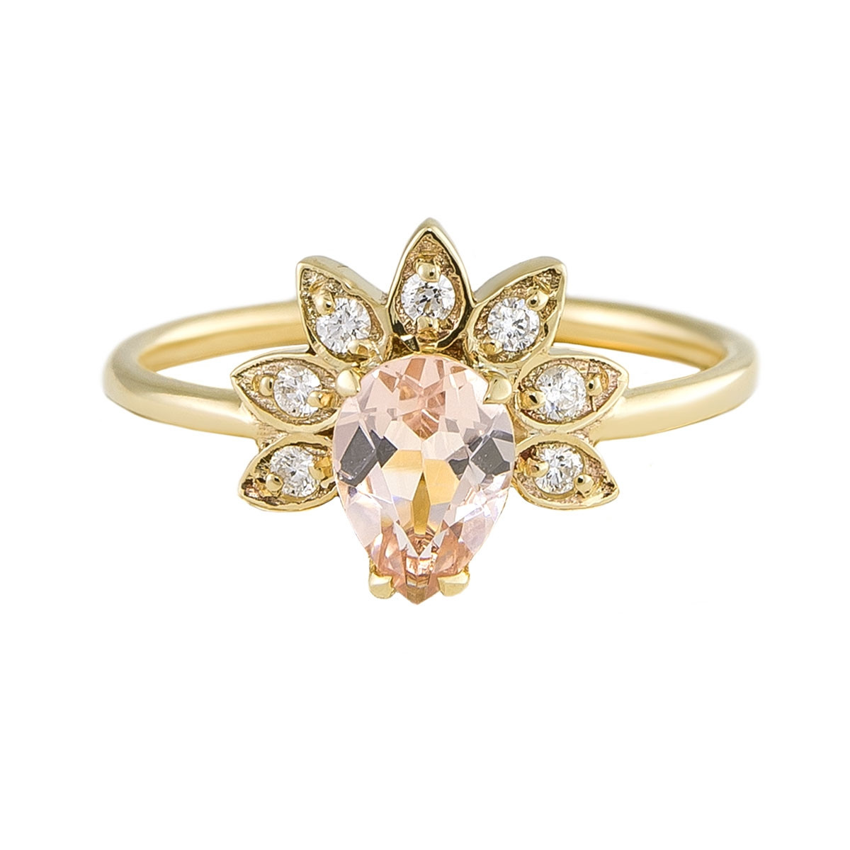 Meadowlark, Morganite & Diamond 9ct Yellow Gold Ring, Tomfoolery