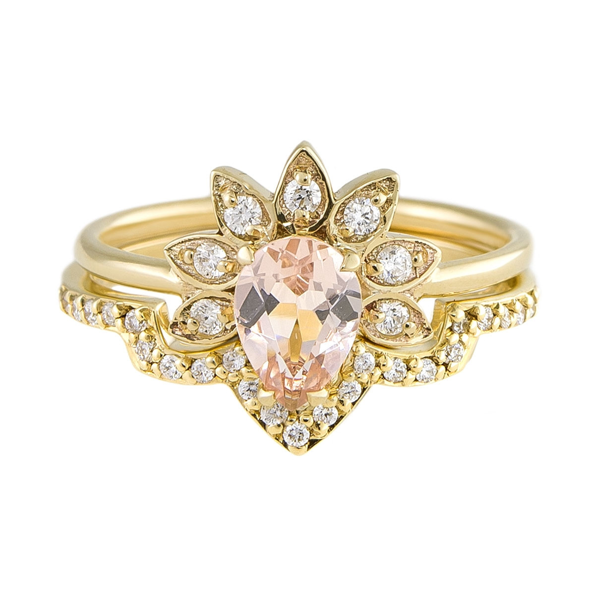 Meadowlark, Morganite & Diamond 9ct Yellow Gold Ring, Tomfoolery