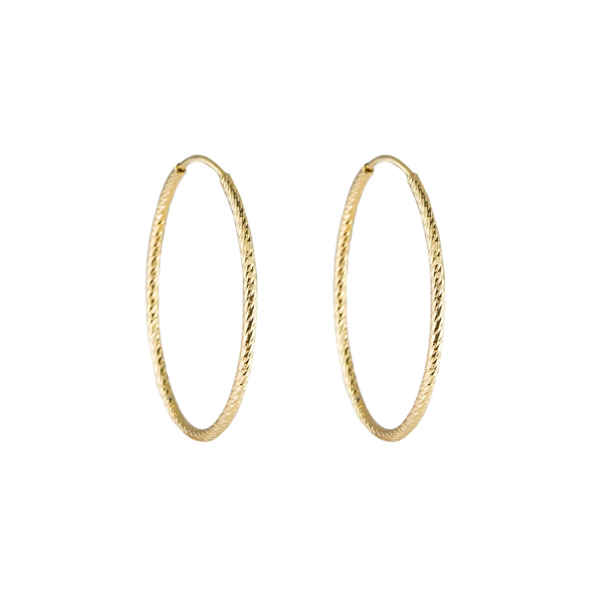 Tomfoolery, Textured Midi Gold Plated Silver Hoop, Tf Hoops