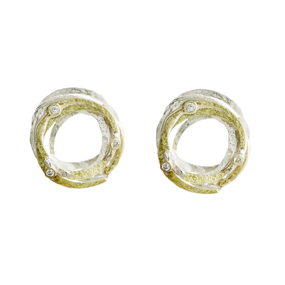 Tomfoolery; Silver Gold and Diamond Wrap Studs, Shimara Carlow