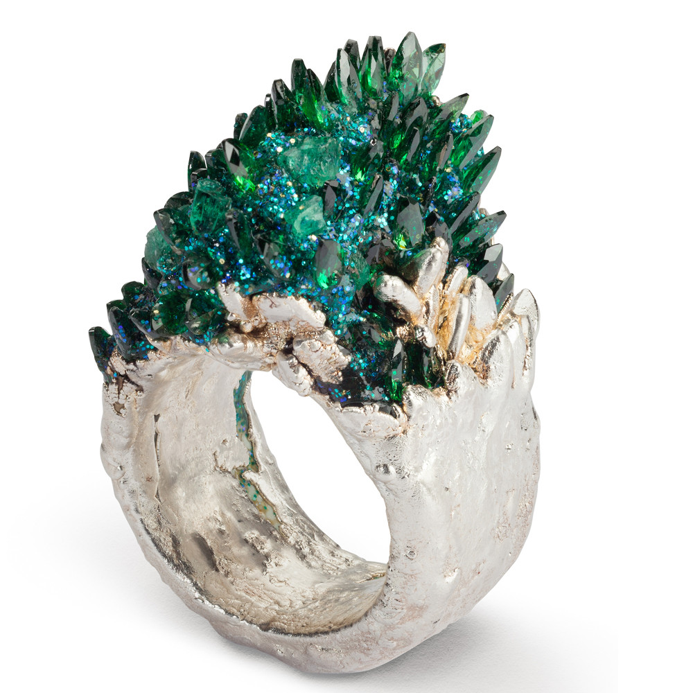 Maud Traon, Green & Silver Fire Ring, Tomfoolery