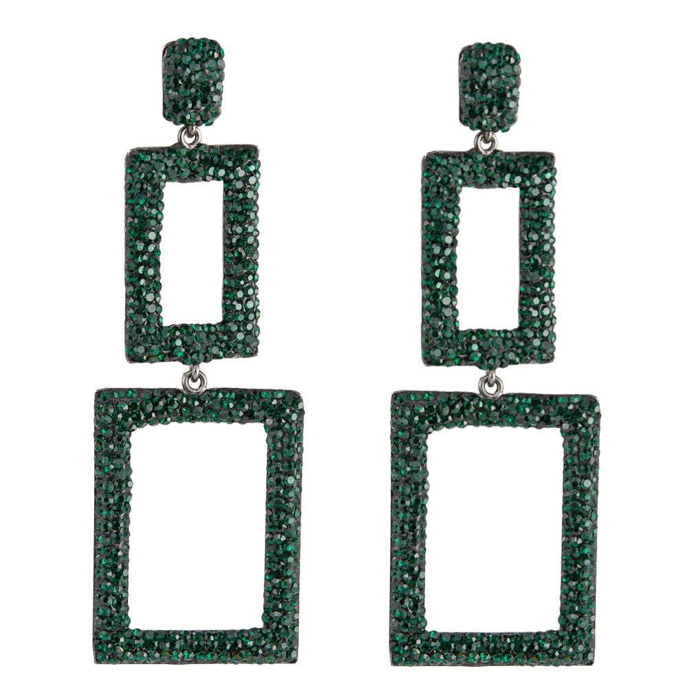 tomfoolery Rectangular Double Drop Crystal Earrings