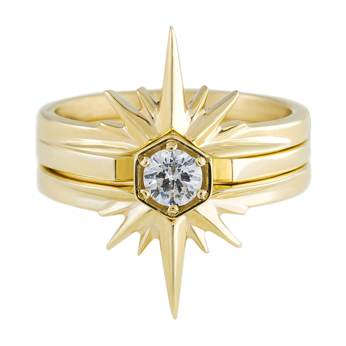 Meadowlark, 9ct Yellow Gold Starburst Ring, Tomfoolery