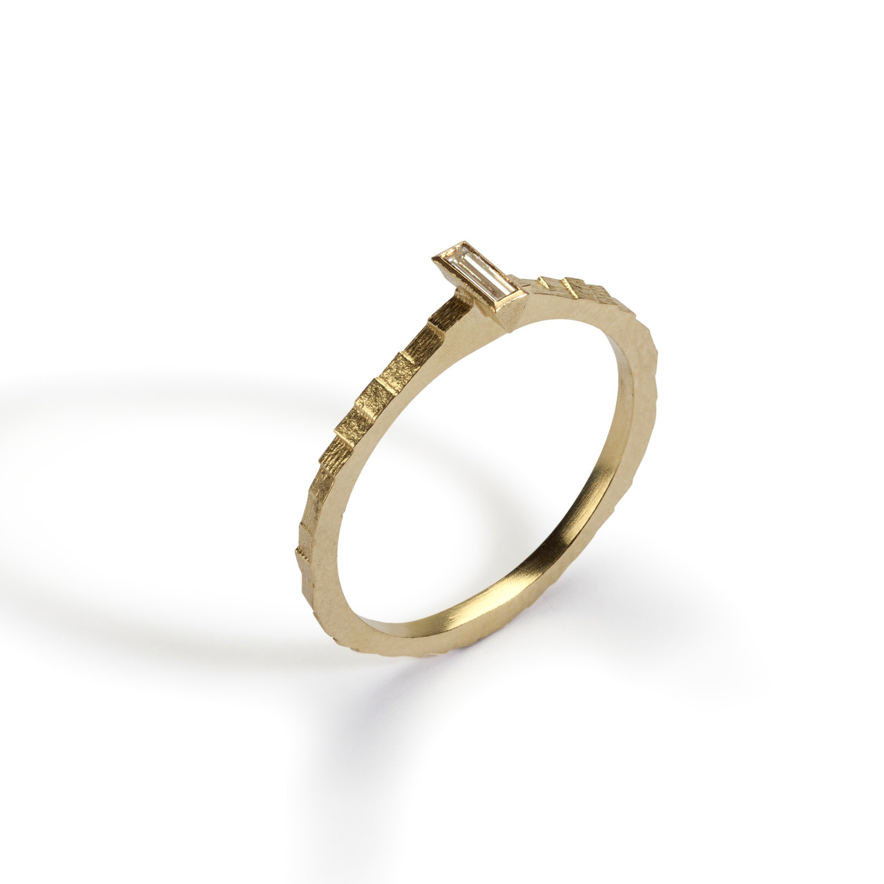 Stratus Band With Baguette Cut Diamond In 18ct Yellow Gold, Jo Hayes Ward, Tomfoolery