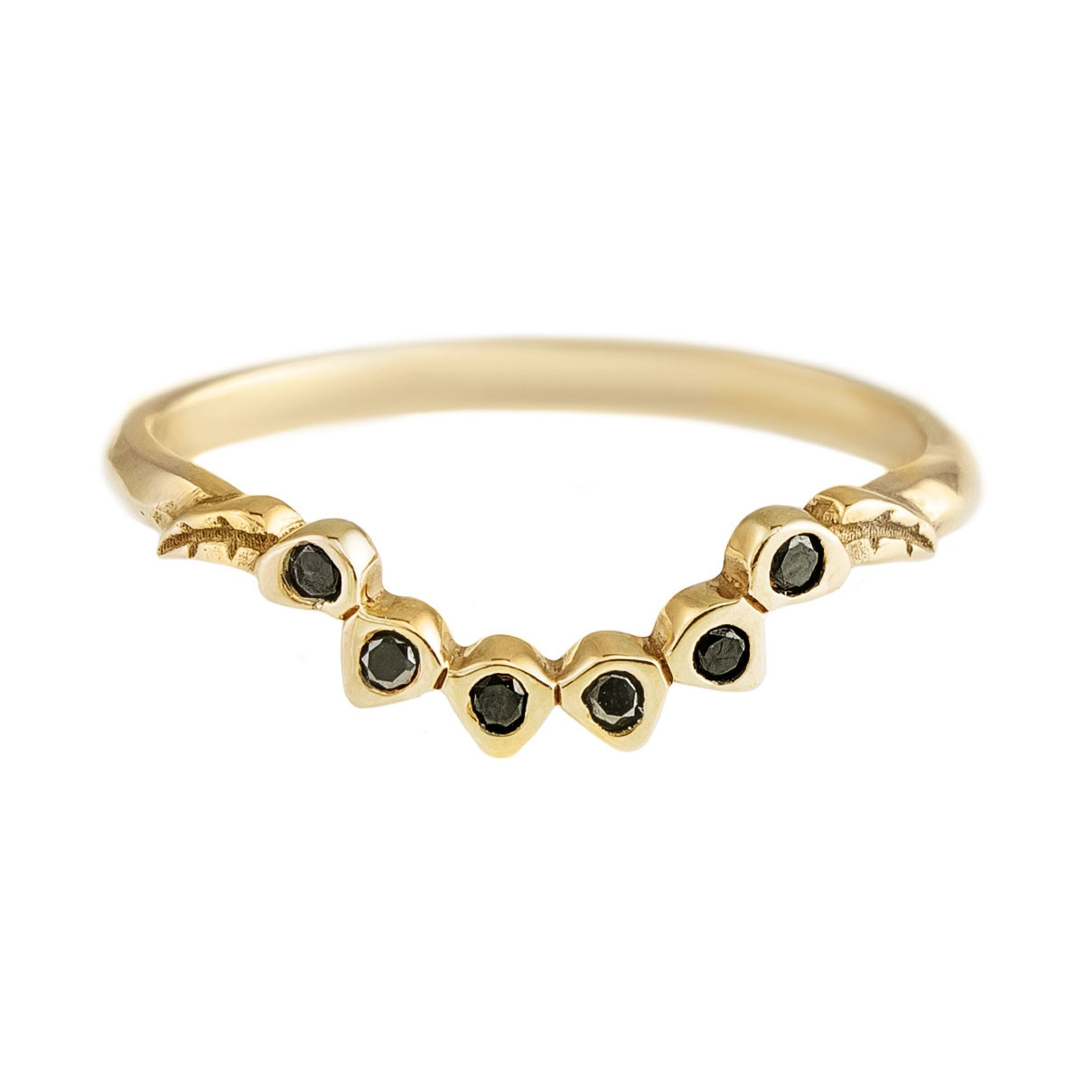 Meadowlark, Black Diamond & 9ct Yellow Gold Mini Protea Band, Tomfoolery