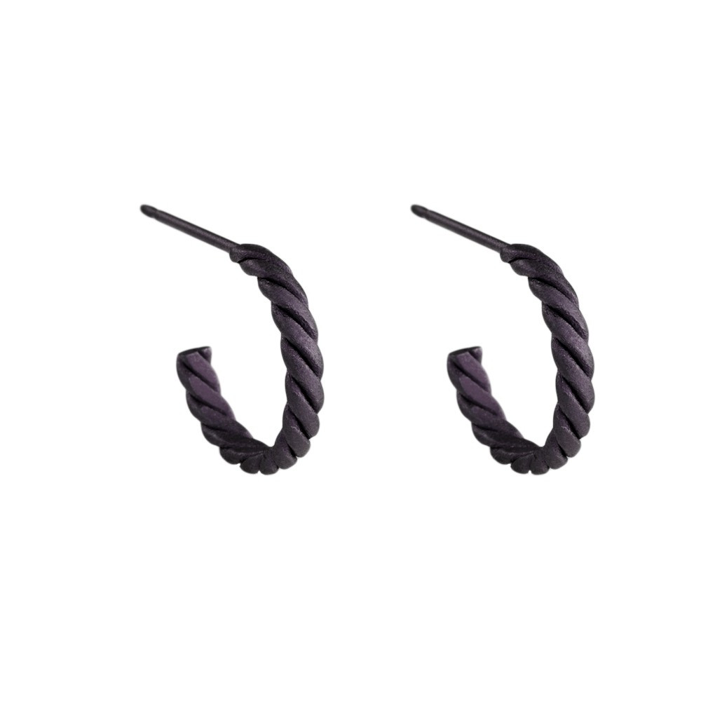 titinium 10mm Twisted Titanium Hoop Earrings