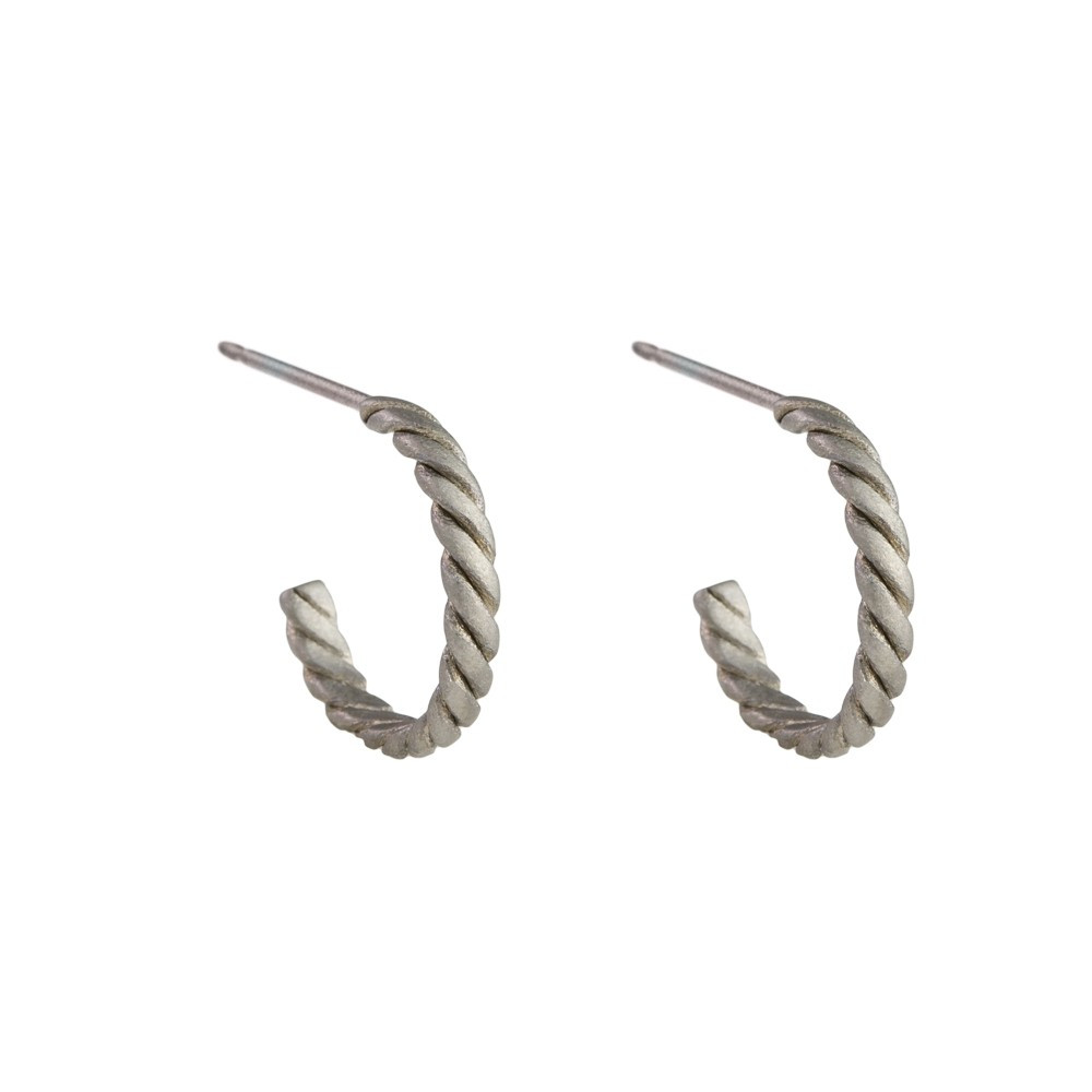 titinium 10mm Twisted Titanium Hoop Earrings