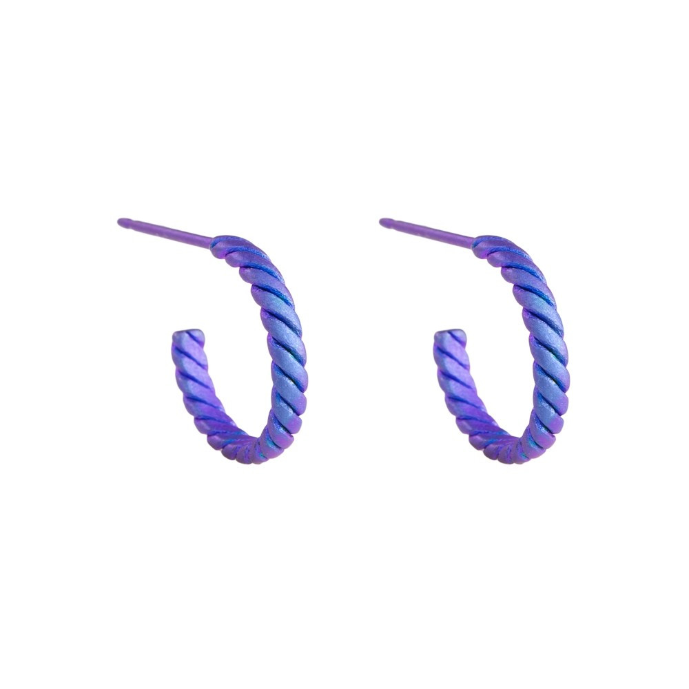 titinium 10mm Twisted Titanium Hoop Earrings