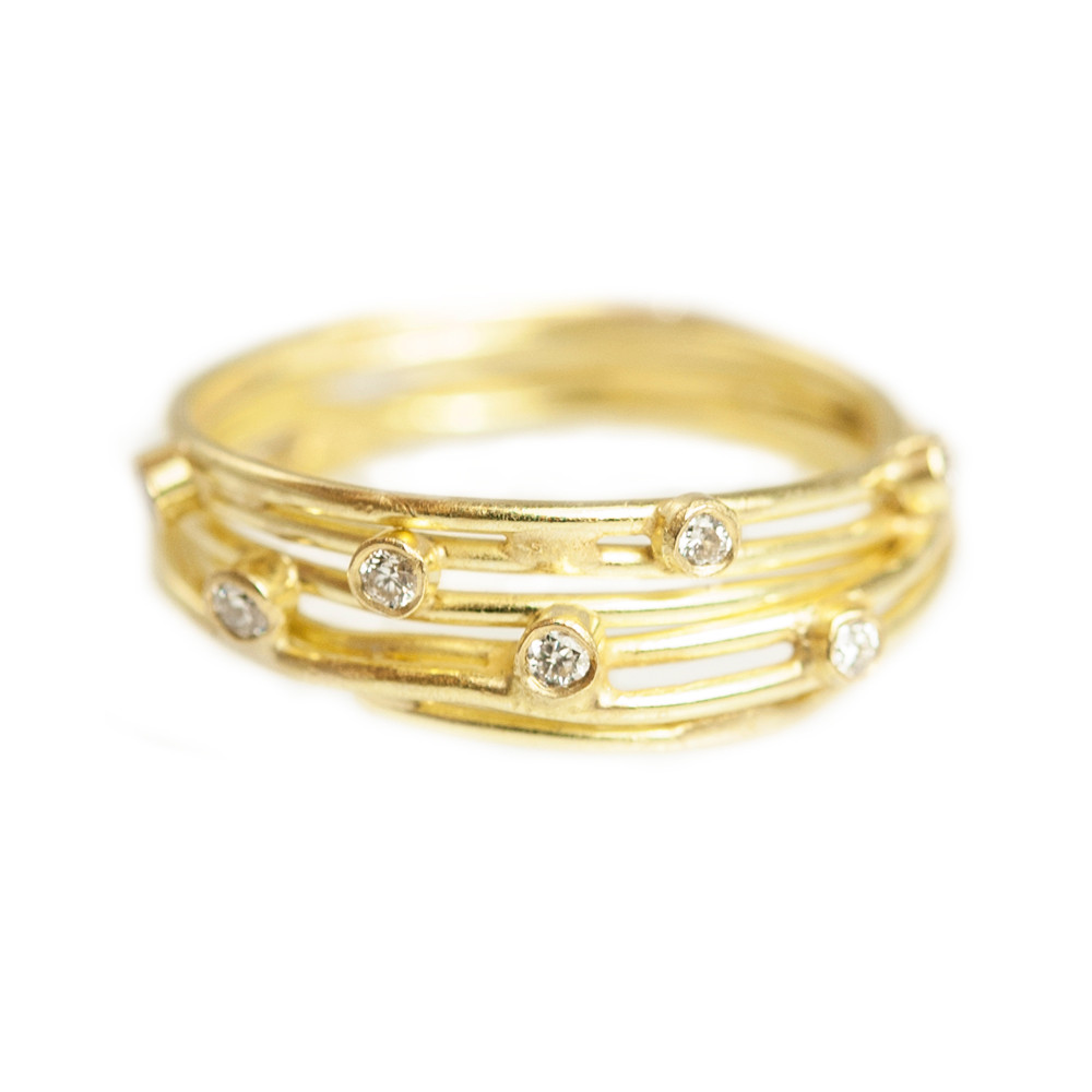 Tomfoolery; 18ct Gold Open Wrap Ring With Diamonds, Shimara Carlow