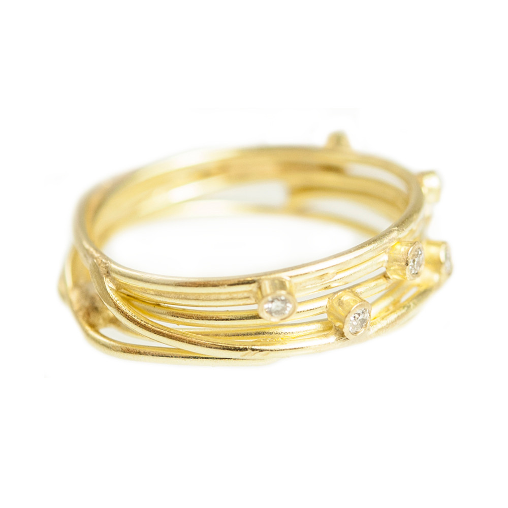 Tomfoolery; 18ct Gold Open Wrap Ring With Diamonds, Shimara Carlow