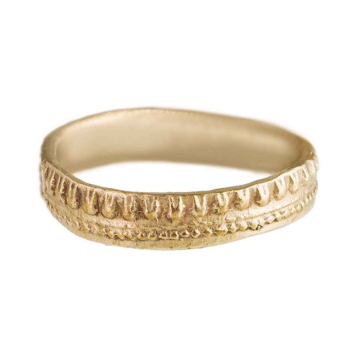 Monica Lara, 14ct Yellow Gold Small Crowns Texture Wedding Band, Tomfoolery