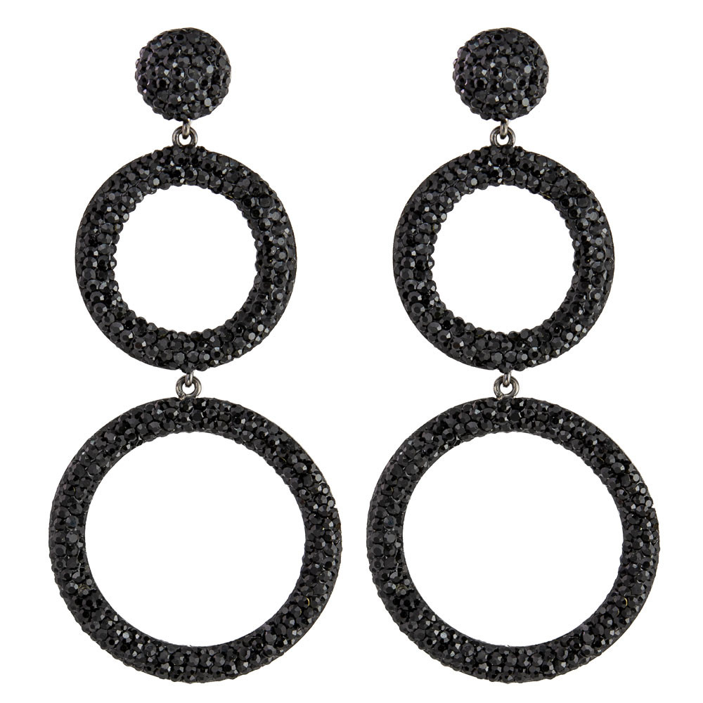 tomfoolery Circular Triple Drop Crystal Earrings