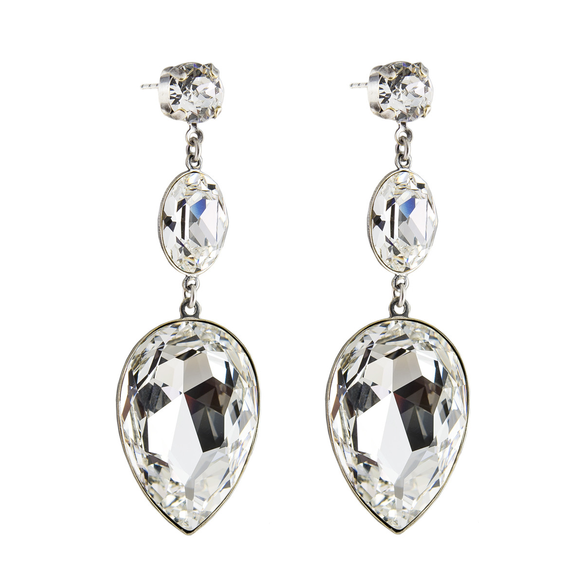 tomfoolery triple Drop Pear Crystal Earring