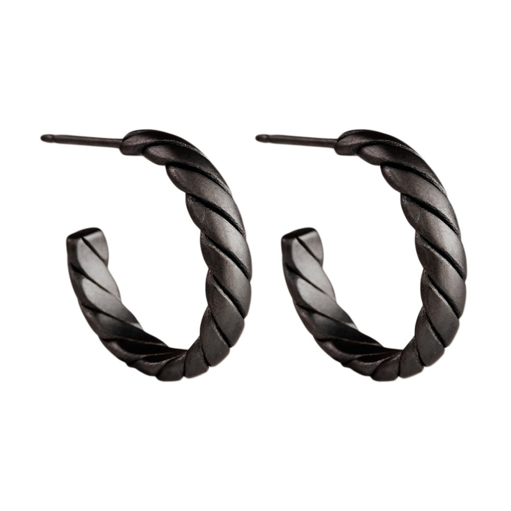 titinium 16mm Twisted Titanium Hoop Earrings