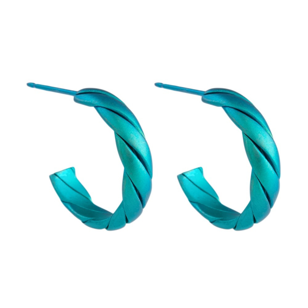 titinium 16mm Twisted Titanium Hoop Earrings