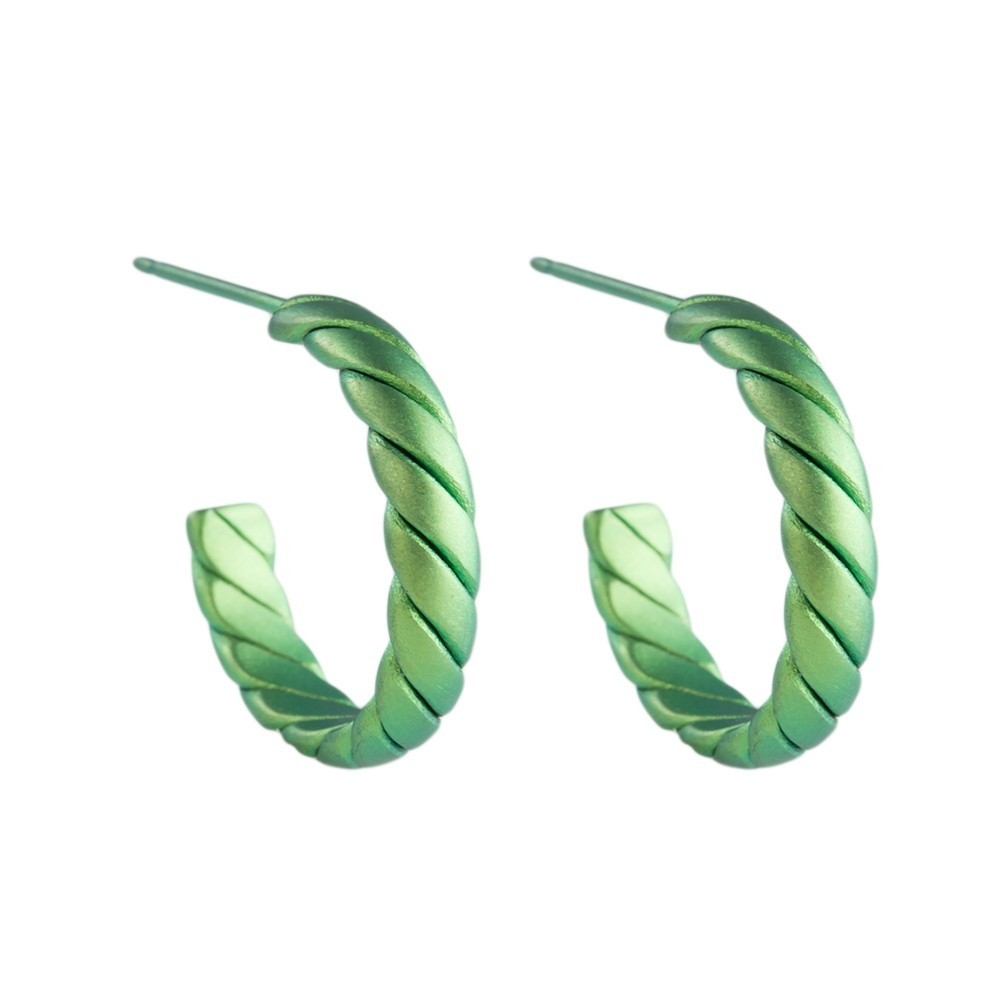 titinium 16mm Twisted Titanium Hoop Earrings