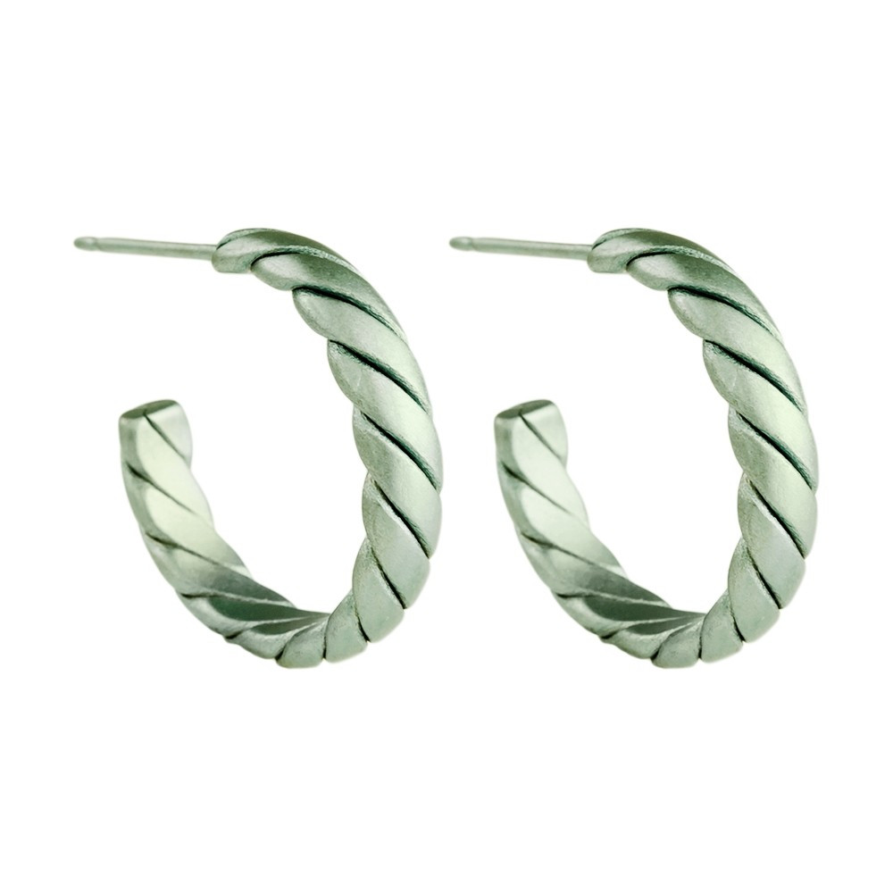 titinium 16mm Twisted Titanium Hoop Earrings